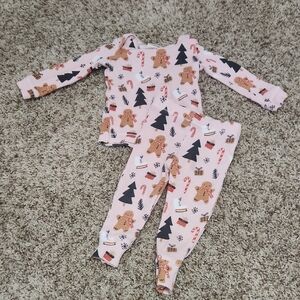 Festive Gingerbread and Tree Kids Pajama Set